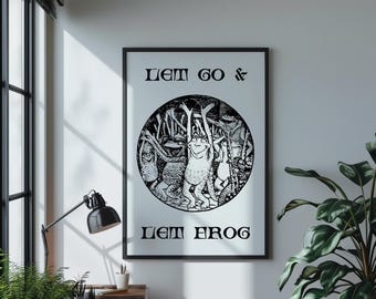 Dancing Frogs Art Print: Vintage Room Decor Studio Poster (Digital Download)