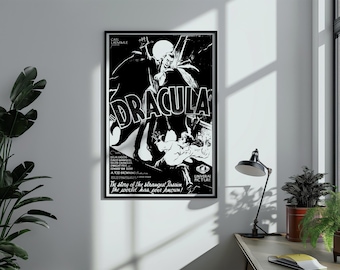 Plakat filmowy „Drakula”: wydruk z horroru w stylu vintage (pobranie cyfrowe)