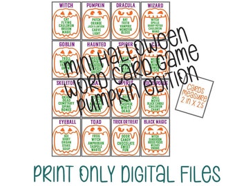 Printable Halloween Card Game Pumpkin Mini Version PNG EPS JgG PDF