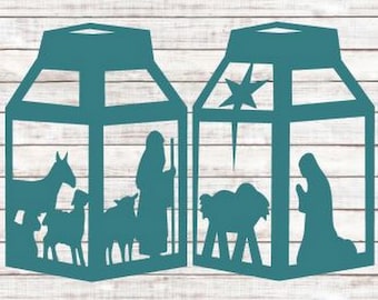 SVG Cut File Lantern #07 Design #03 Nativity Christmas Scene Three Sizes ScanNCut MTC SCAL Silhouette 3D Cutting Files