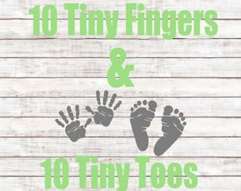 SVG bébé coupe fichier 10 doigts et 10 orteils Handprint et empreinte MTC SCAL Cricut silhouette coupe fichier