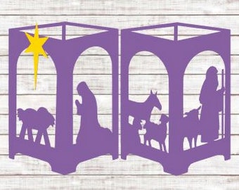 SVG Cut File Lantern #06 Design #03 Nativity Christmas Scene Three Sizes ScanNCut MTC SCAL Silhouette 3D Cutting Files