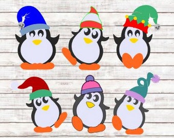 SVG Cut File Penguin Bundle #02 Christmas Winter Gift Tag  Bundle of 6 MTC Cricut Silhouette Cutting File Digital Download