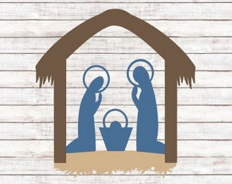 SVG Cut File Christmas Nativity Scene #08 Digital PNG Sublimation Embellishment Cricut SCAL Silhouette ScanNCut Manger Cutting Files