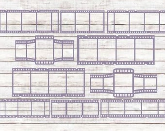 SVG Cut File Filmstrip Set #02 Bundle of 10 Digital Embellishments ScanNCut Sublimination MTC SCAL Cricut Silhouette Cutting Files
