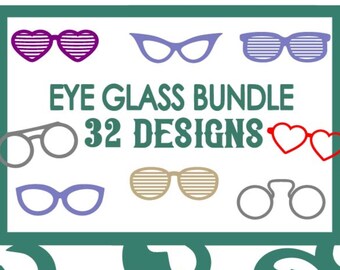 SVG Cut File Sunglasses Photo Booth Prop Mega Bundle 32 Embellishment  MTC Silhouette Cricut SCAL Cutting Files