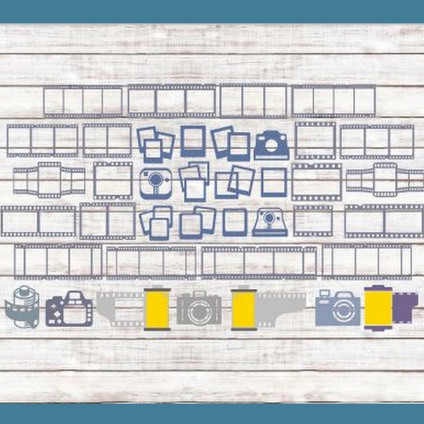 SVG Cut File Camera Filmstrip Mega Bundle Digital Embellishments MTC SCAL Cricut Silhouette Scan N Cut Cutting  Files