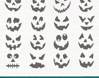 Paquete de caras de calabaza de Halloween: combina ojos, bocas y narices (SVG, PNG, archivo de estudio)