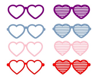 SVG Cut File Heart Sunglasses Blinds Bundle of 8 MTC Cricut SCAL Silhouette Cutting Files