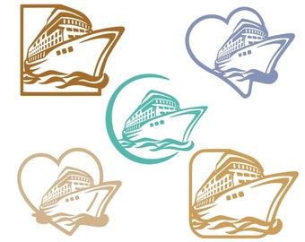 SVG Cut File Cruise Ships Boxed Bundle of 5 MTC SCAL Cricut Silhouette Digital Embellishment Cutting File