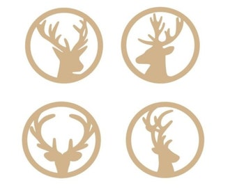 SVG Cut File Deer Gift Tag Set of 4 Christmas Set #01 Masculine MTC Cricut Silhoutte Cameo Scan N Cut Digital Cutting Files