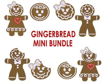 SVG Cut File Gingerbread Boy & Girl Cookie Bundle of 8 Holiday Gift Tag Silhouette Cricut MTC PNG Cutting Files