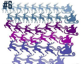 SVG Cut File Santa Sleigh with Reindeer Design #06 Bundle of 18 Borders Cut File MTC SCAL Cricut Silhouette Cutting File