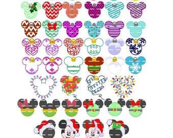 SVG Cut File 50 Christmas Magic Mickey Head BUNDLE Santa Elf Ornaments Monogram MTC Silhouette  Cricut Digital Embellsihment Cutting File