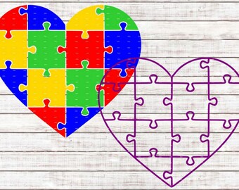 SVG Cut File Heart Puzzle Autism Awareness Acceptance Design #05 MTC SCAL Cricut Silhouette Digital Embellishment Cutting Files