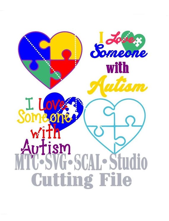 Download SVG Cut File I Love Someone With Autism with Puzzle Hearts | Etsy