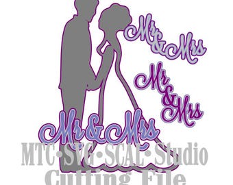 SVG Wedding Cut Files Bride Groom Mr & Mrs  MTC Silhouette SCAL Cricut