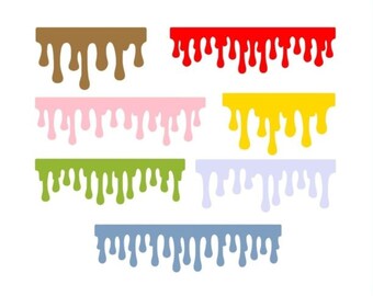 Archivo de corte SVG Gotas Borde goteante Sangre Miel Leche Slime Agua Chocolate Pintura Adorno - Archivos de corte Silhouette Cricut SCAL