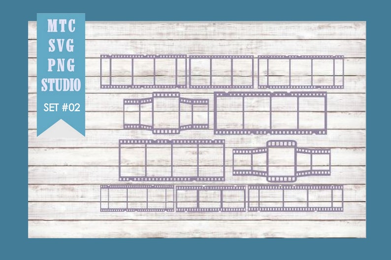 SVG Cut File Filmstrip Set 02 Bundle of 10 Digital Embellishments ScanNCut Sublimination MTC SCAL Cricut Silhouette Cutting Files image 1