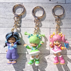 Rainbow Brite bag charm, colorful keychain, unicorn and cute cartoon purse accessory