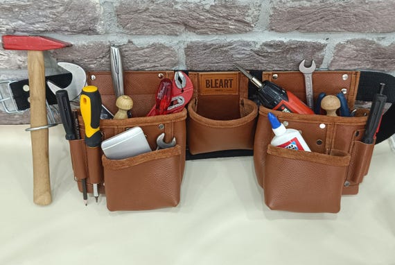 Brown Geniune Leather Tool Belt, Handmade, Wrench Holder