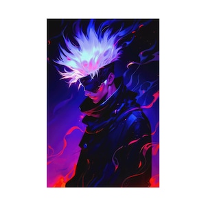 Poster portrait de Satoru Gojo Jujutsu Kaisen - art mural anime mat premium - impression d&#39;archives dynamique - décoration anime