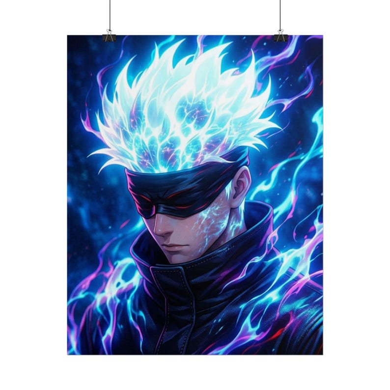 Neon Flame Saturo Gojo Anime Rolled Poster | - Etsy