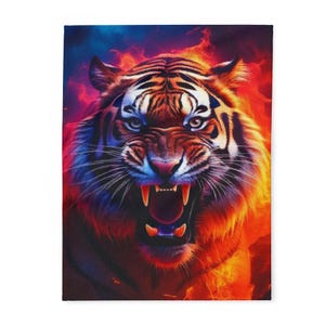 Fleece Decke Wilder Tiger Animal Print Kuscheliger Winter Überwurf