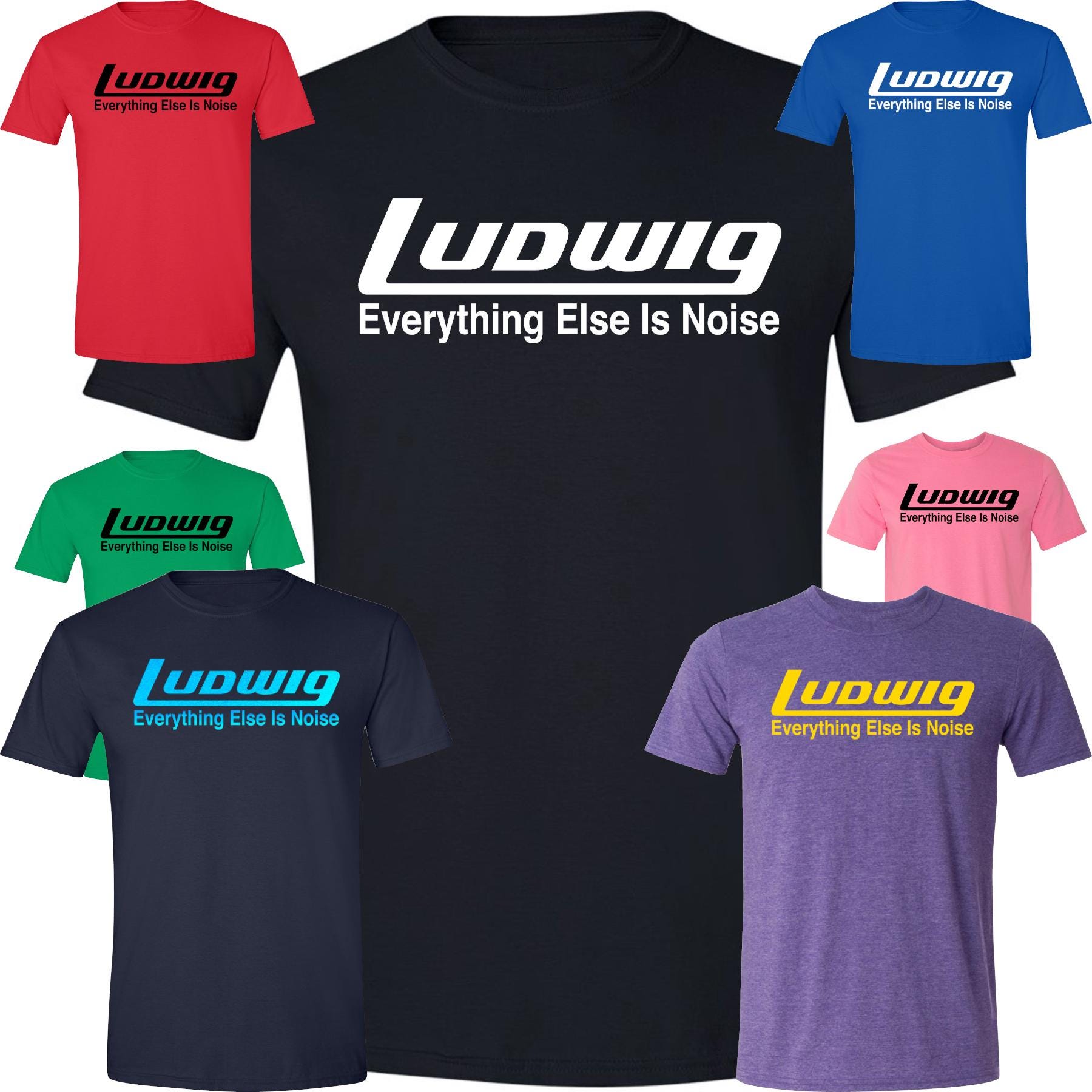 Ludwig Drums Logo T-Shirt Men's Tee Music Instrument Band Cymbals Zildjian Pearl Sabian