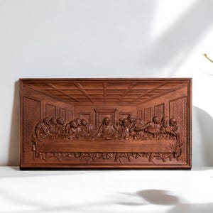 Last Supper Carved Wall Art Decor - 20“ Solid European Beechwood - Perfect Gift for Home or Office