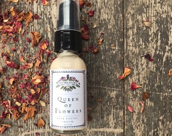 Suero facial Queen of Flowers Rose, crema loción natural para el cuidado de la piel orgánica
