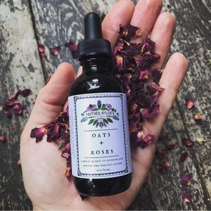 Oats + Roses Adaptogen Elixir with milky oats & ashwagandha adaptogenic heart medicine love Mother Hylde&#39;s Herbal 2oz