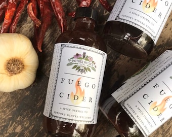 Fuego Fire Cider: pittige oxymel met vlierbessen en honing (8oz)