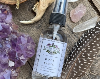 Holy Basil Tulsi Hydrosol Mother Hylde facial toner plant waters essential oil room spray hydrosols liquid smudge divination meditation 2oz