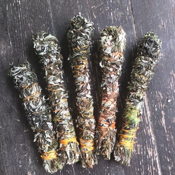 Saining Bundle smudge stick wand herbal clearing space energy smoke sage mugwort Celtic blessing