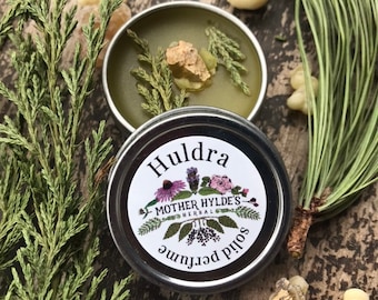 Huldra Solid Botanical Perfume pine cedar frankincense patchouli vetiver travel size