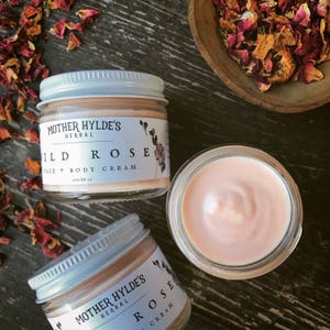 Wild Rose Cream for Face Body herbal natural skin care roses rose hips handmade herbs image 1