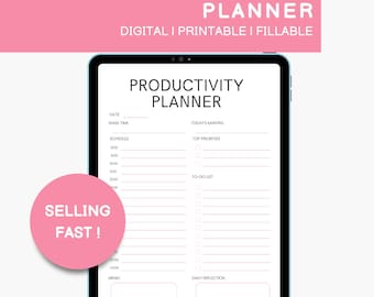 Printable Productivity Planner: Daily Schedule, Goals, Tasks (Digital Download)