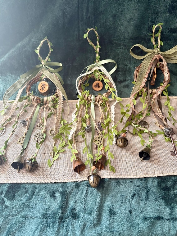 Cottagecore Witch Bells for Protection – Hedge Witch Celtic Inspired Door Hanging