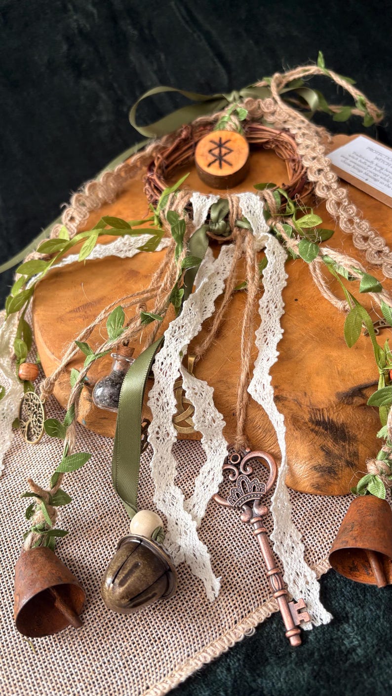 Cottagecore Witch Bells for Protection – Hedge Witch Celtic Inspired Door Hanging image 10