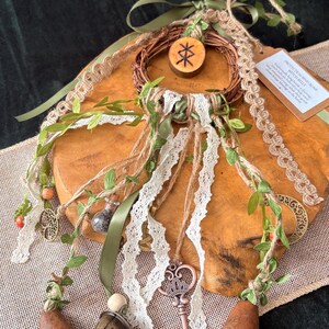 Cottagecore Witch Bells for Protection – Hedge Witch Celtic Inspired Door Hanging Bind Rune