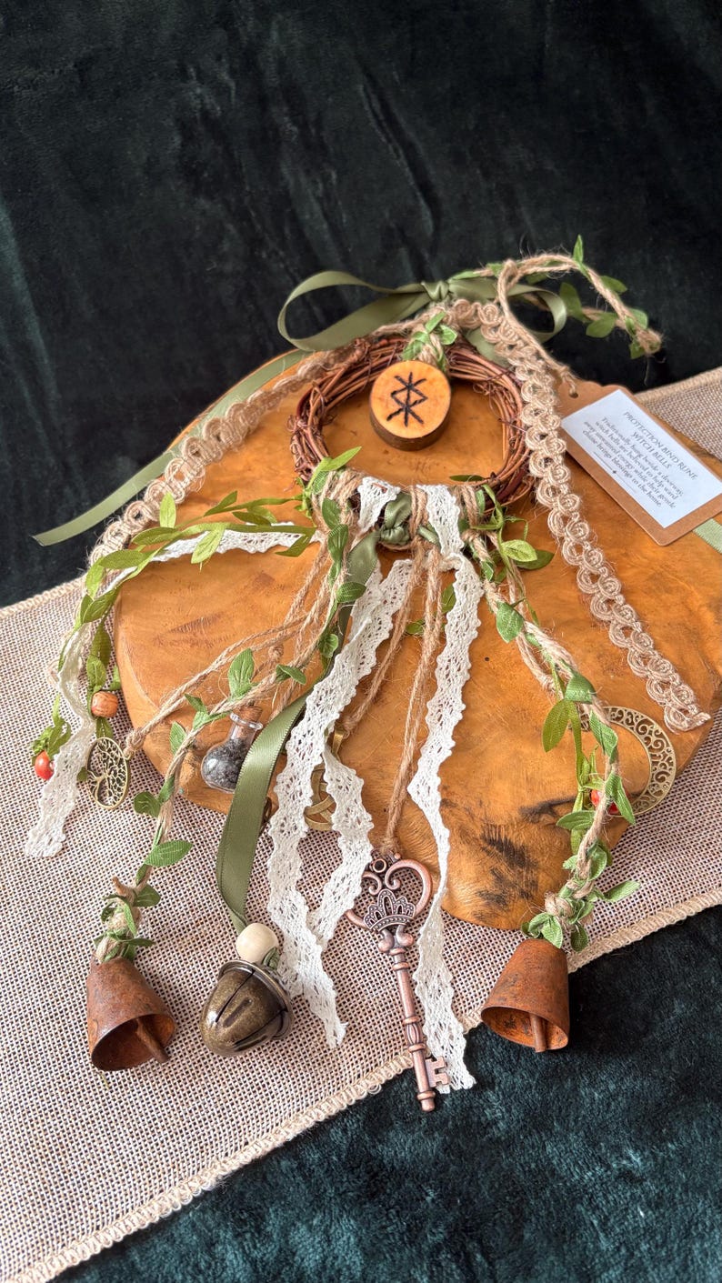 Cottagecore Witch Bells for Protection – Hedge Witch Celtic Inspired Door Hanging Bind Rune