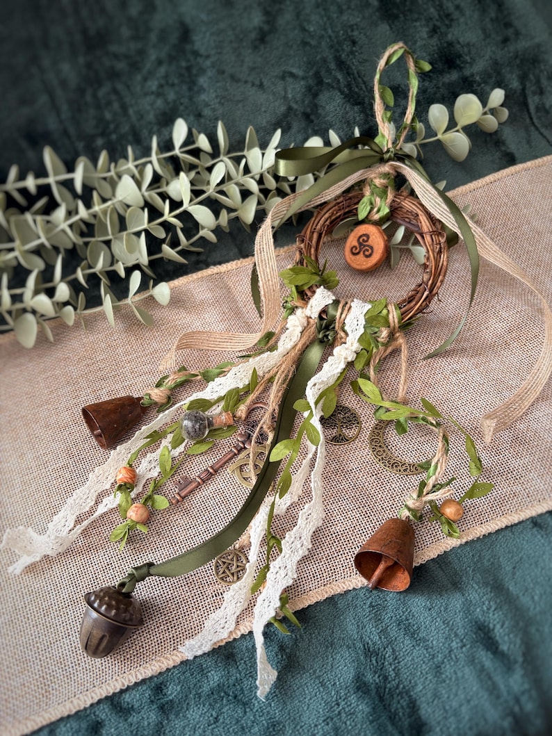 Cottagecore Witch Bells for Protection – Hedge Witch Celtic Inspired Door Hanging Triskele