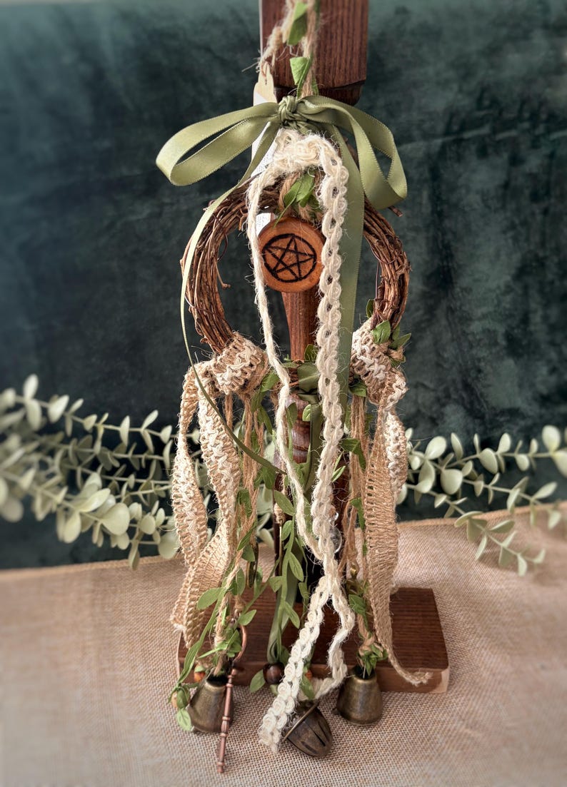 Cottagecore Witch Bells for Protection – Hedge Witch Celtic Inspired Door Hanging image 3