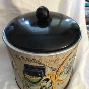 Vintage Mid Century Printed Metal Ice Bucket with Handles