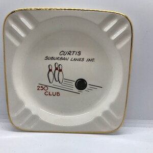 Vintage Bowling Ashtray Curtis Suburban Lanes 250 Club