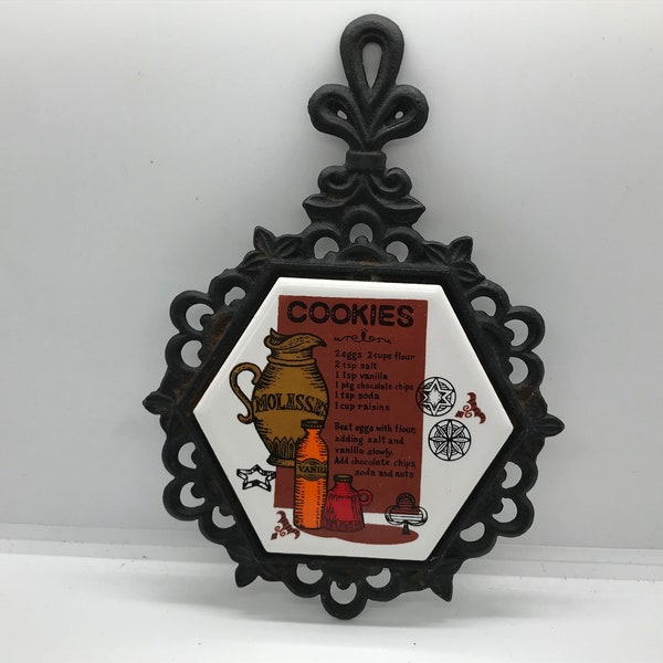 Vintage 1970’s Holt Howard Cookie Recipe Cast Iron Trivet Made in Japan