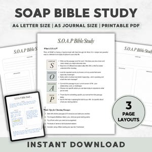 Guía imprimible de estudio bíblico SOAP para principiantes / Hoja de trabajo digital / Plantilla de estudio bíblico / Diario de estudio bíblico en PDF / Descarga instantánea