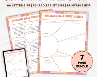 Bible Study Template Printable, Verse Mapping Bible Study Guide, Digital Journal Download, Sunshine Bible Study Journal, Prayer Journal PDF