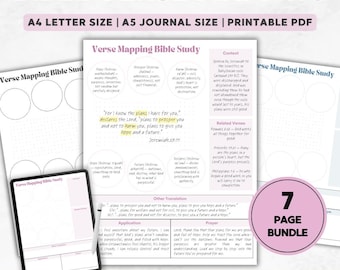 Bible Study Template | Verse Mapping Bible Study Guide | Bible Journal | Prayer Journal | Digital Planner | Printable Download | Instant PDF